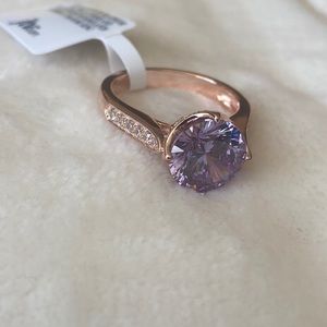 NWT purple and white cz 18k rose gold over sterling silver ring